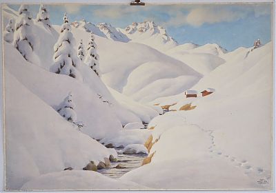 Carl Kessler (1876-1968) : Bei Arosa/Graubünden. - Aquarell, signiert